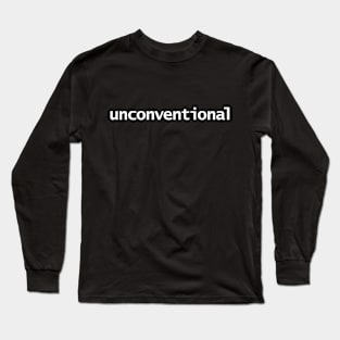 Unconventional Minimal Typography White Text Long Sleeve T-Shirt